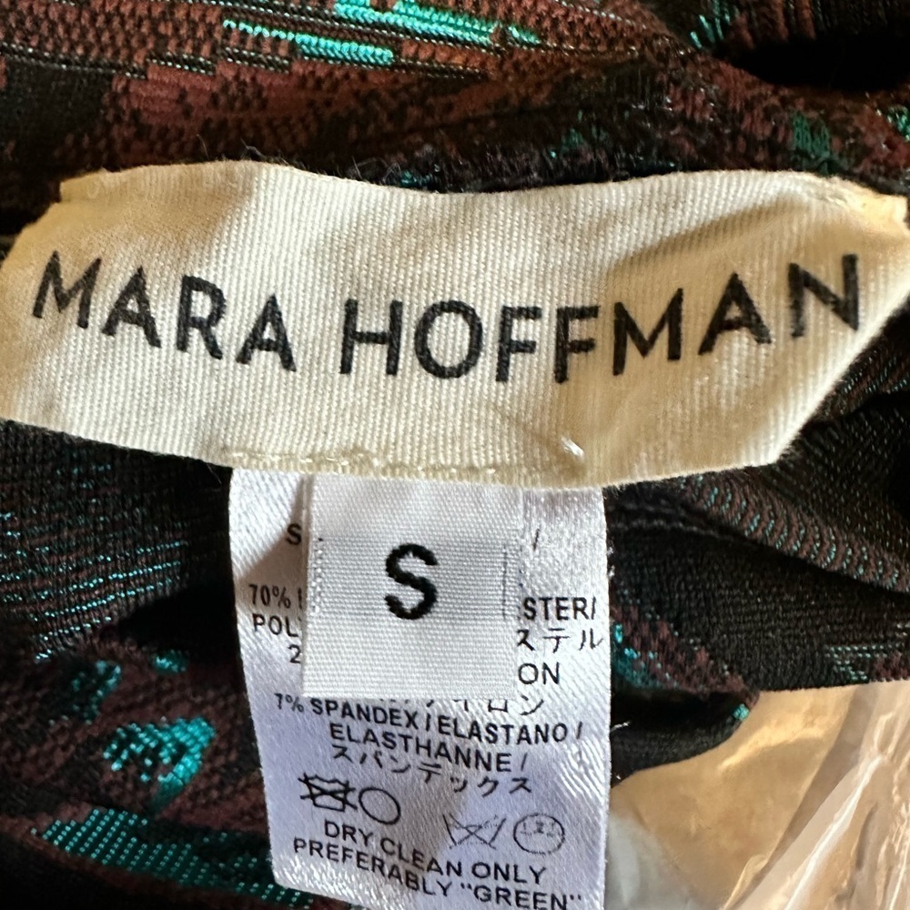 Mara Hoffman teal and chocolate brown floral print swing mini dress, size small - Picture 8 of 8